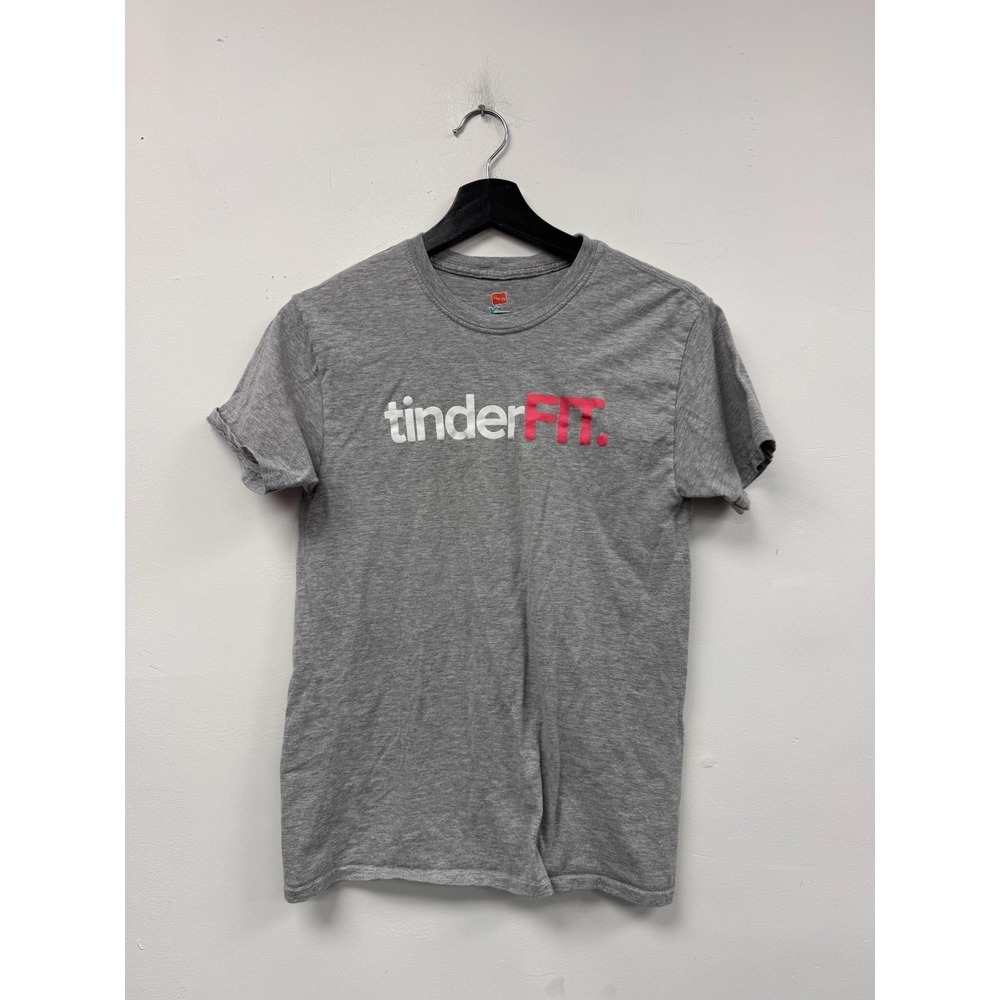 Hanes TinderFIT Shirt Mens‎ Small Gray X-Temp Fitness Graphic Workout Promo Tee